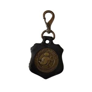 Disney Mickey Mouse‎ Walt Tokyo Disneyland Gold Black Leather Keyring Holder
